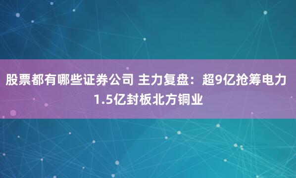 股票都有哪些证券公司 主力复盘:超9亿抢筹电力 1.5亿封板北方铜业